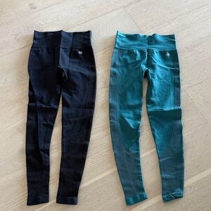 Forever 21 Black and turquoises Leggings (2 sets)